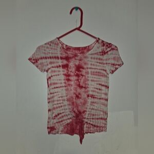 Justice Red Tie-Dye Short Sleeve Knot Tee 8